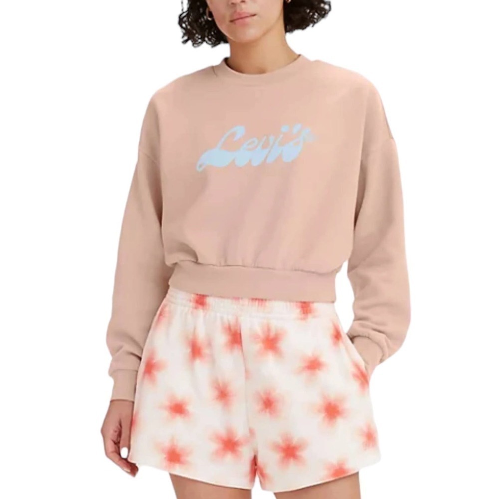 New Women’s Levi’s Cropped Crewneck Graphic Logo Sweatshirt Size XXL